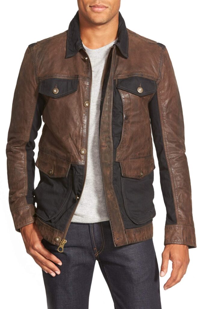 MENS SLIM FIT BIKER MOTO MEDIA REAL LEATHER JACKET