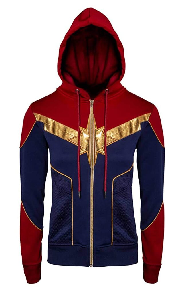 Captain Women Brie Larson Red Fleece Star Hoodie Jacket