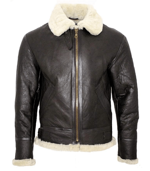 Men's Cream B3 Shearling Sheepskin World War 2 Bomber Leather Flying Aviator Jacket