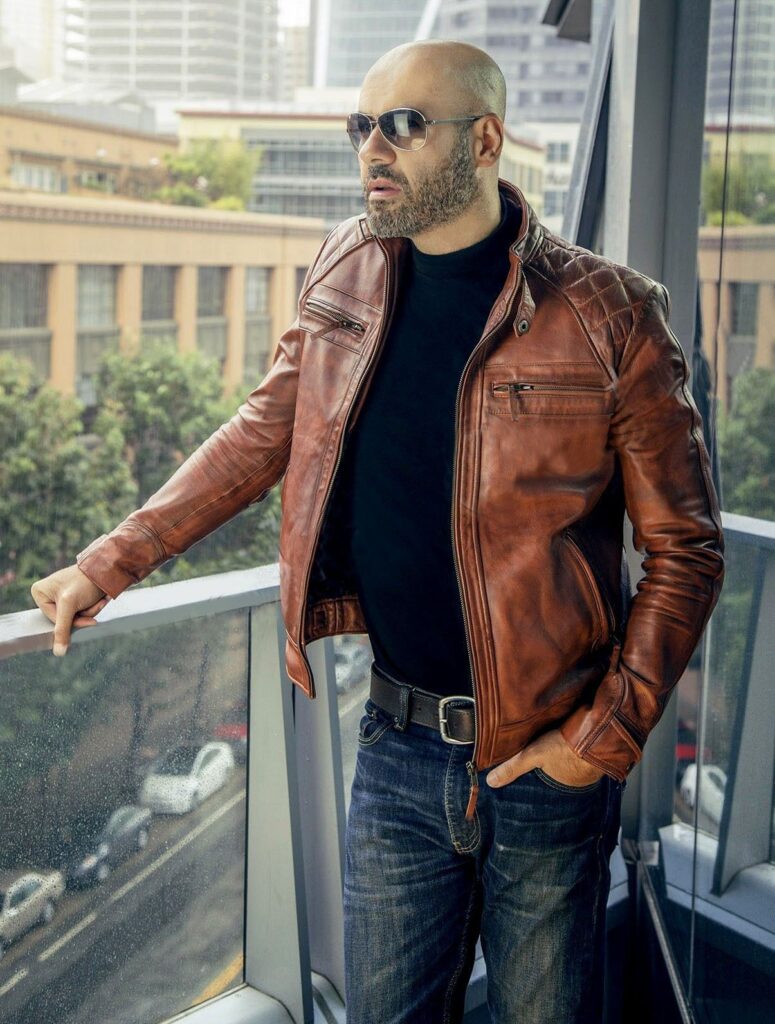 MEN'S CAFE RACER BROWN RETRO STYLE MOTORCYCLE BIKER GENUINE LEATHER JACKET