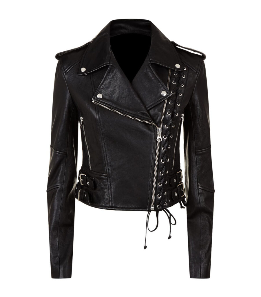 New Women's Black Slim Fit Moto Biker Brando Style Real Leather Jacket