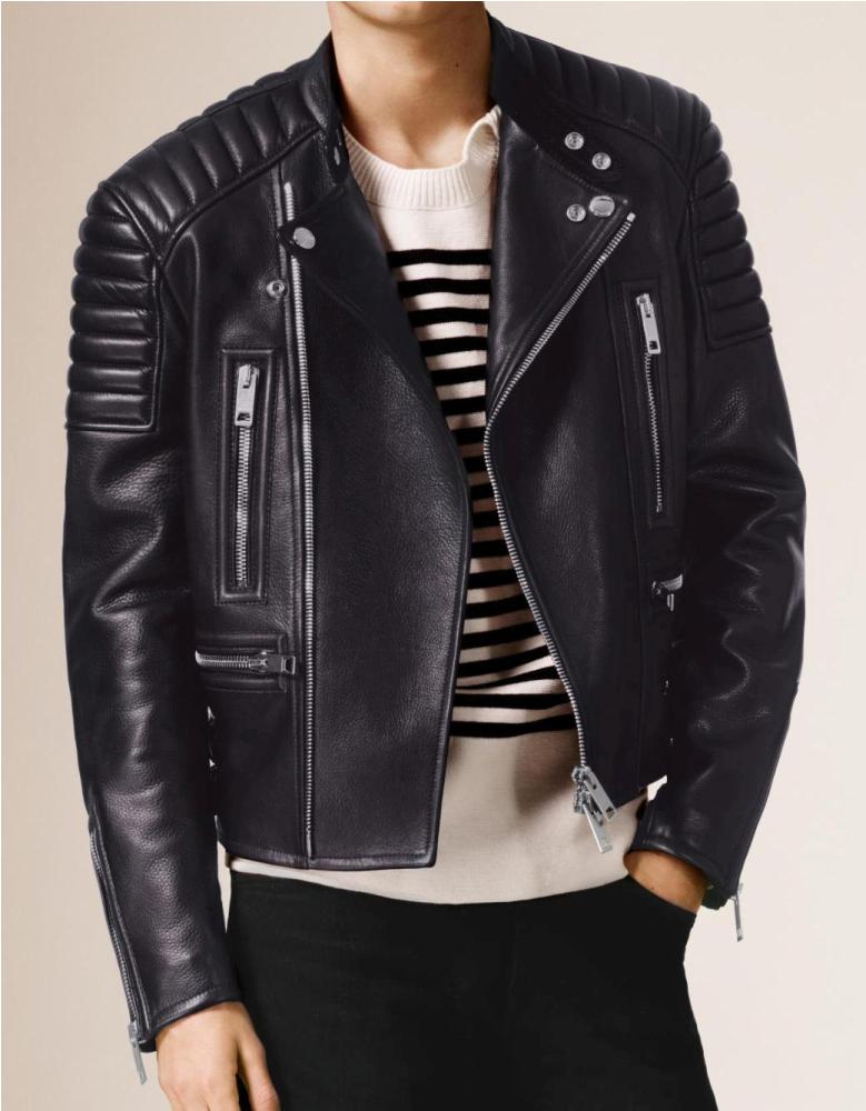 MEN'S SLIM FIT PADDED SHOULDERS ASYMMETRICAL BIKERS JACKET