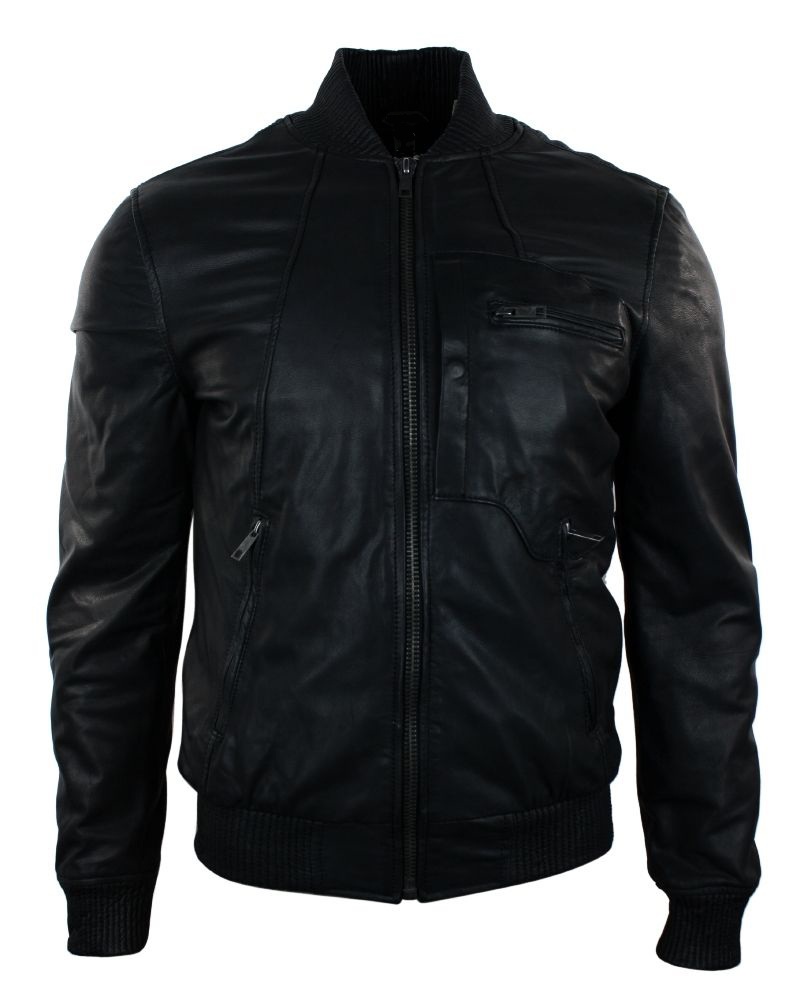MEN'S RETRO ALL REAL LEATHER BOMBER JACKET