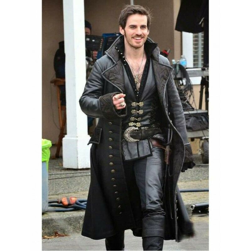 MEN'S CAPTAIN HOOK COLIN O DONOGHUE ONCE UPON A TIME LONG TRENCH COAT